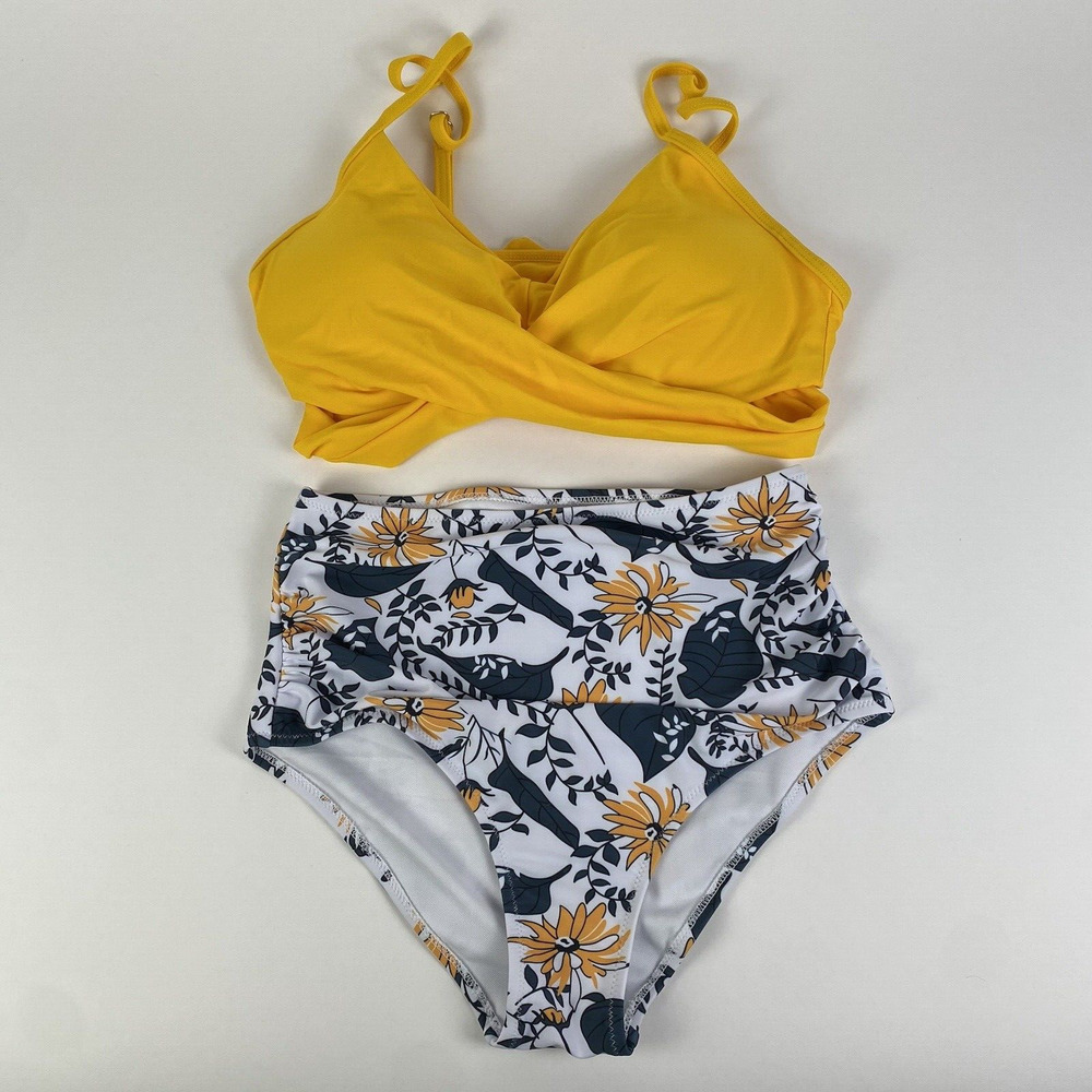 Bikini Set Unbranded Yellow Top w/ Floral Bottom Women Size Small Brand New‎